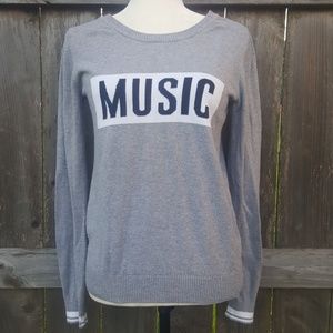 Garage Grey White Varsity Music Sweater M